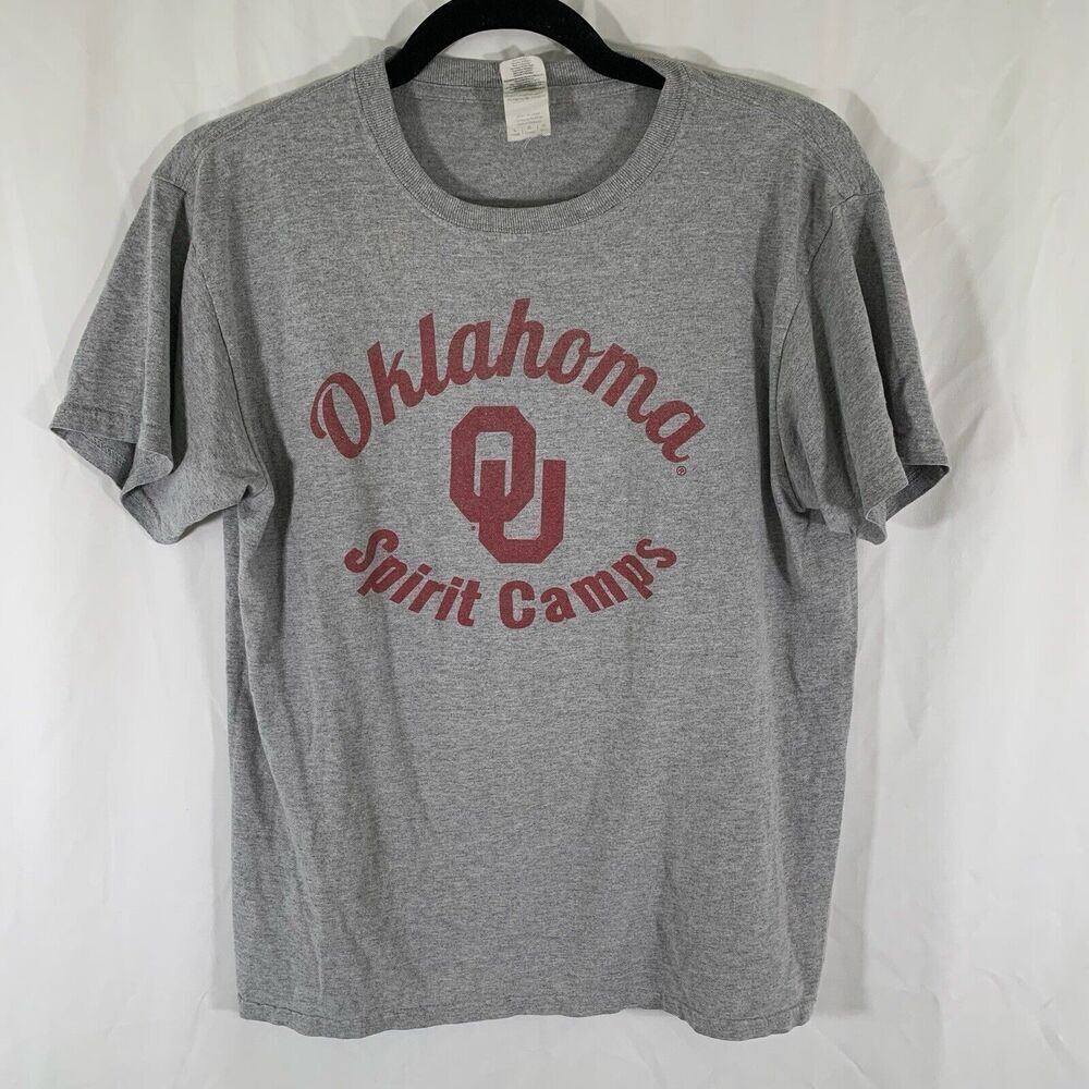 Oklahoma Sooners Shirt Youth Large Grey Short Sleeve Crew Neck Spirit Camp